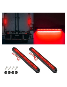 BESULEN Luz de Freno Trasera LED Impermeable 25.4 cm Rojo - 2 Pcs