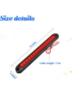 BESULEN Luz de Freno Trasera LED Impermeable 25.4 cm Rojo - 2 Pcs 2