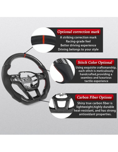 Volante de fibra de carbono ZDLZCF para Honda Civic 2020-2024
