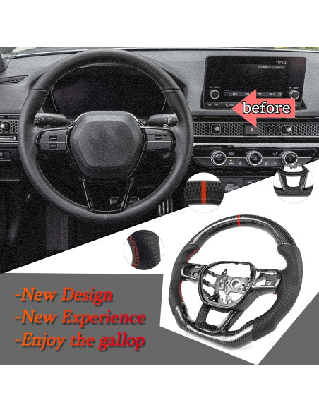 Volante de fibra de carbono ZDLZCF para Honda Civic 2020-2024