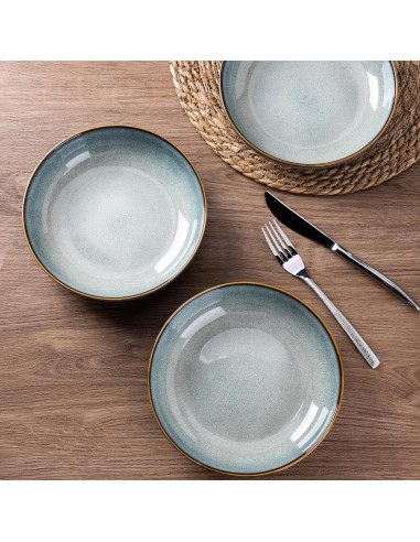 Cuencos de Cerámica AmorArc 4 Piezas 36oz Azul Océano