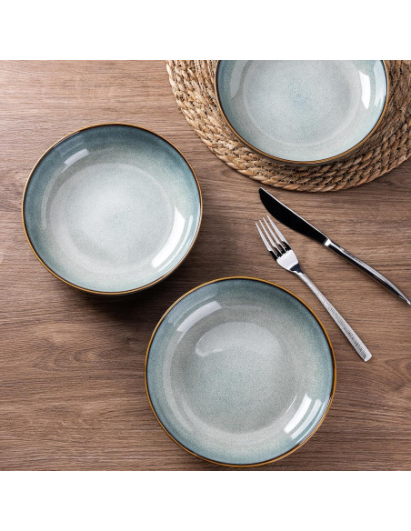 Cuencos de Cerámica AmorArc 4 Piezas 36oz Azul Océano