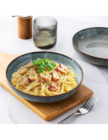 Cuencos de Cerámica AmorArc 4 Piezas 36oz Azul Océano