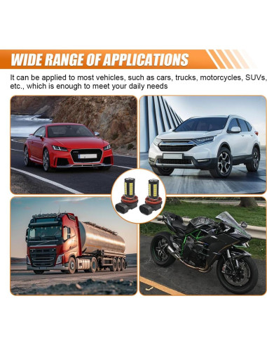 Bombillas LED de Niebla ZIMISI H11 1500 Lúmenes 6500K 2 Pcs