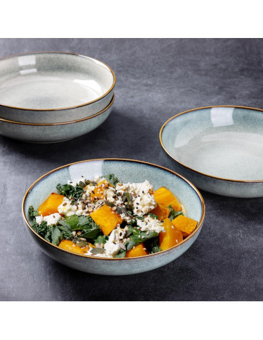 Cuencos de Cerámica AmorArc 4 Piezas 36oz Azul Océano