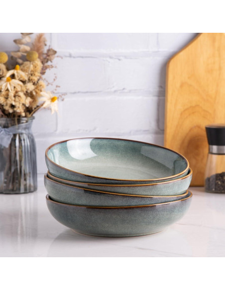 Cuencos de Cerámica AmorArc 4 Piezas 36oz Azul Océano