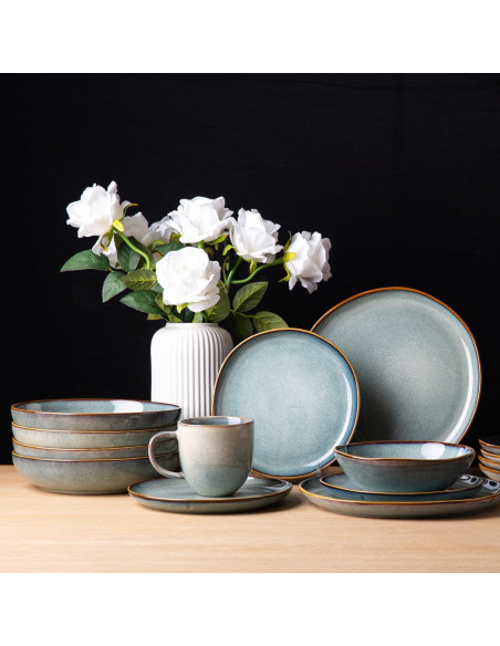 Cuencos de Cerámica AmorArc 4 Piezas 36oz Azul Océano