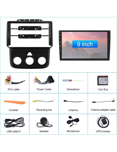 Estéreo Android AWESAFE para Dodge RAM 1500 2500 3500 AC Manual 2+32GB