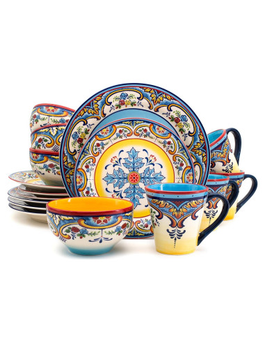 Set de Vajilla Euro Ceramica Zanzibar 16 Piezas Floral