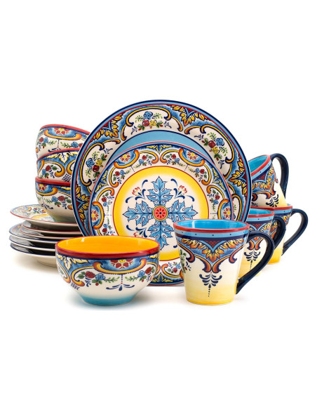 Set de Vajilla Euro Ceramica Zanzibar 16 Piezas Floral