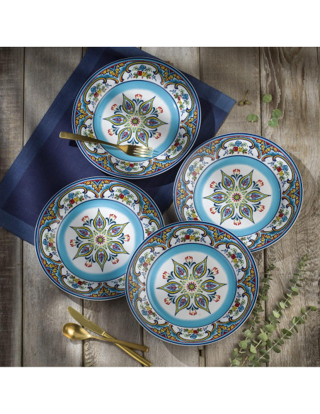 Set de Vajilla Euro Ceramica Zanzibar 16 Piezas Floral