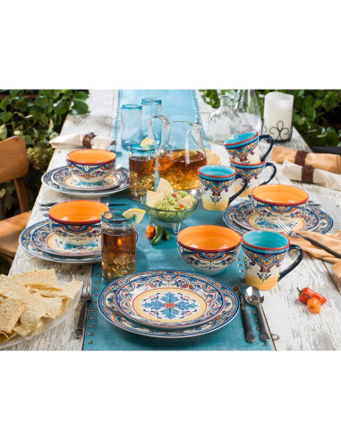 Set de Vajilla Euro Ceramica Zanzibar 16 Piezas Floral