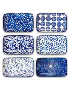 Platos Rectangulares Selamica 21cm Azul Vintage Set 6