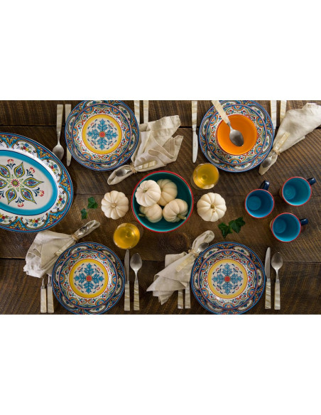 Set de Vajilla Euro Ceramica Zanzibar 16 Piezas Floral