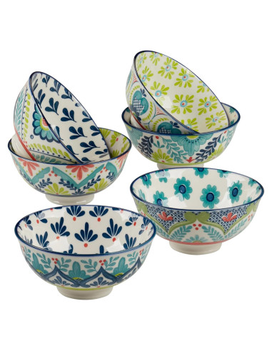 Conjunto de 6 Cuencos Talavera Multicolor 370 ml Redondos