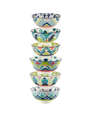 Conjunto de 6 Cuencos Talavera Multicolor 370 ml Redondos