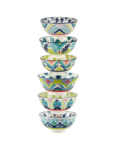 Conjunto de 6 Cuencos Talavera Multicolor 370 ml Redondos