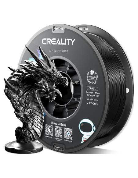 Filamento 3D PETG Creality 1.75mm 1KG Negro Alta Precisión