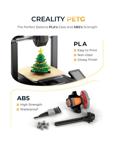 Filamento 3D PETG Creality 1.75mm 1KG Negro Alta Precisión