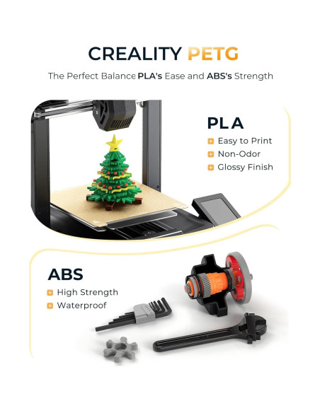 Filamento 3D PETG Creality 1.75mm 1KG Negro Alta Precisión