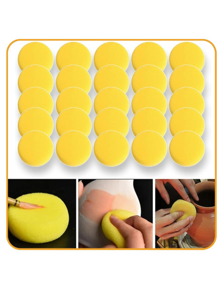 25 Pcs Esponjas de Cerámica Rokkuon para Pintura y Arcilla