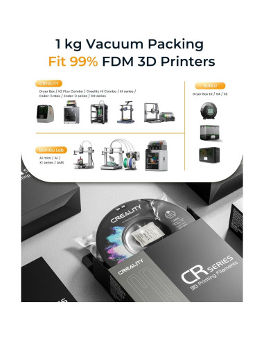 Filamento 3D PETG Creality 1.75mm 1KG Negro Alta Precisión