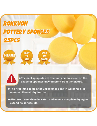 25 Pcs Esponjas de Cerámica Rokkuon para Pintura y Arcilla