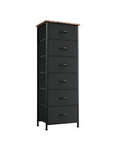 Cómoda Alta Somdot 6 Cajones Marrón Rústico Negro 114.88 cm