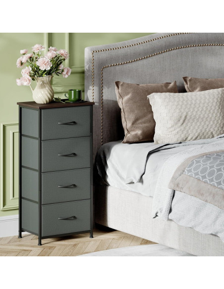 Cómoda Somdot 4 Cajones Gris Carbón para Dormitorio y Closet