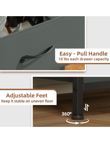 Cómoda Somdot 4 Cajones Gris Carbón para Dormitorio y Closet