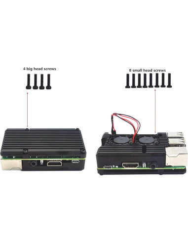 Caja de Aluminio WEIYIXING para Raspberry Pi 3B/3B+ con Ventilador