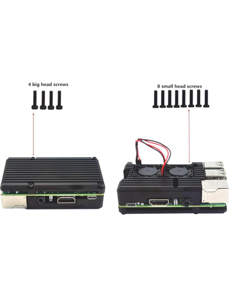 Caja de Aluminio WEIYIXING para Raspberry Pi 3B/3B+ con Ventilador