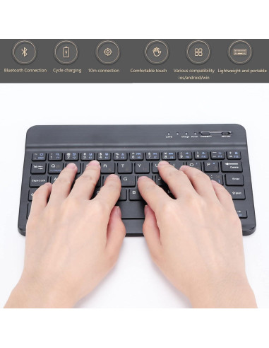 Teclado Bluetooth Diyeeni Bilingüe Ruso e Inglés 7" Recargable