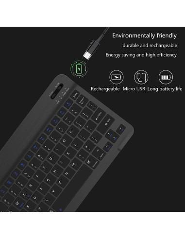Teclado Bluetooth Diyeeni Bilingüe Ruso e Inglés 7" Recargable