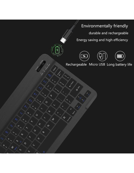 Teclado Bluetooth Diyeeni Bilingüe Ruso e Inglés 7" Recargable