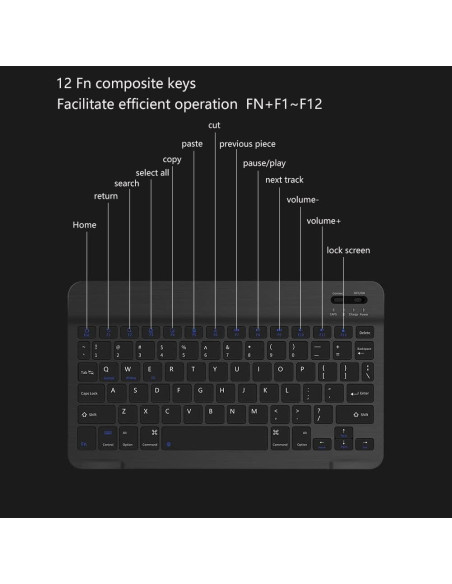 Teclado Bluetooth Diyeeni Bilingüe Ruso e Inglés 7" Recargable
