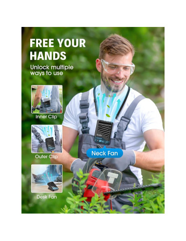 Ventilador Portátil Grelife Clip Cintura 10000 RPM 5 Velocidades