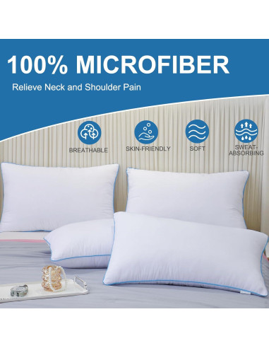 Almohadas Uniqwamer Estándar 4 Piezas Relleno Suave Transpirable