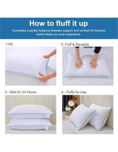 Almohadas Uniqwamer Estándar 4 Piezas Relleno Suave Transpirable