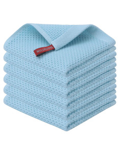 Kitinjoy Pañitos de Cocina 100% Algodón 30.48x30.48 cm Azul Cielo - Paquete de 6