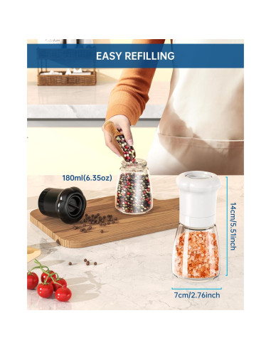 Juego de Molinillos de Sal y Pimienta CIRCLE JOY 180ml Manual