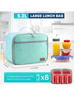 Bolsa de Almuerzo Aislada EASYFUN Verde 11.5L para Trabajo 2