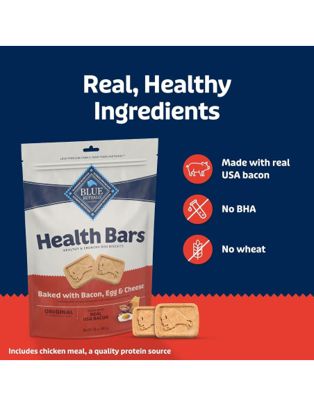 Galletas Crujientes para Perros Blue Buffalo 453.6 g Tocino Huevo Queso