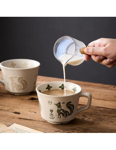 Set de 4 Tazas de Cerámica Rústica Swuut Animales 354 ml