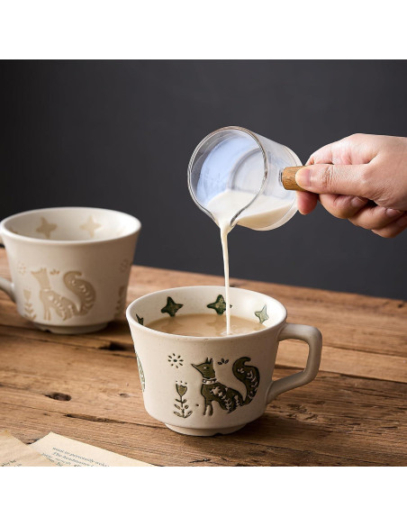 Set de 4 Tazas de Cerámica Rústica Swuut Animales 354 ml