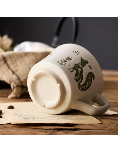 Set de 4 Tazas de Cerámica Rústica Swuut Animales 354 ml