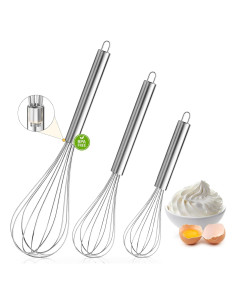 Conjunto de 3 Batidores de Alambre OOKUU - Acero Inoxidable