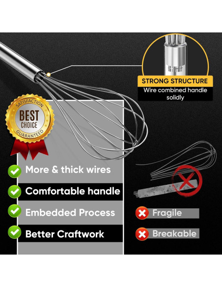 Conjunto de 3 Batidores de Alambre OOKUU - Acero Inoxidable