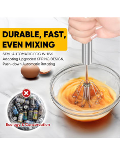 Batidor de Huevos Semiautomático OOKUU de Acero Inoxidable 30.48cm 2