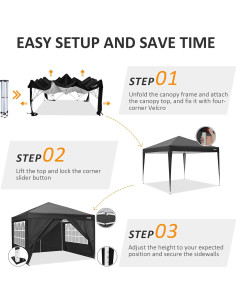 Carpa Pop Up COBIZI 3x3m Impermeable con 4 Paredes Laterales 2